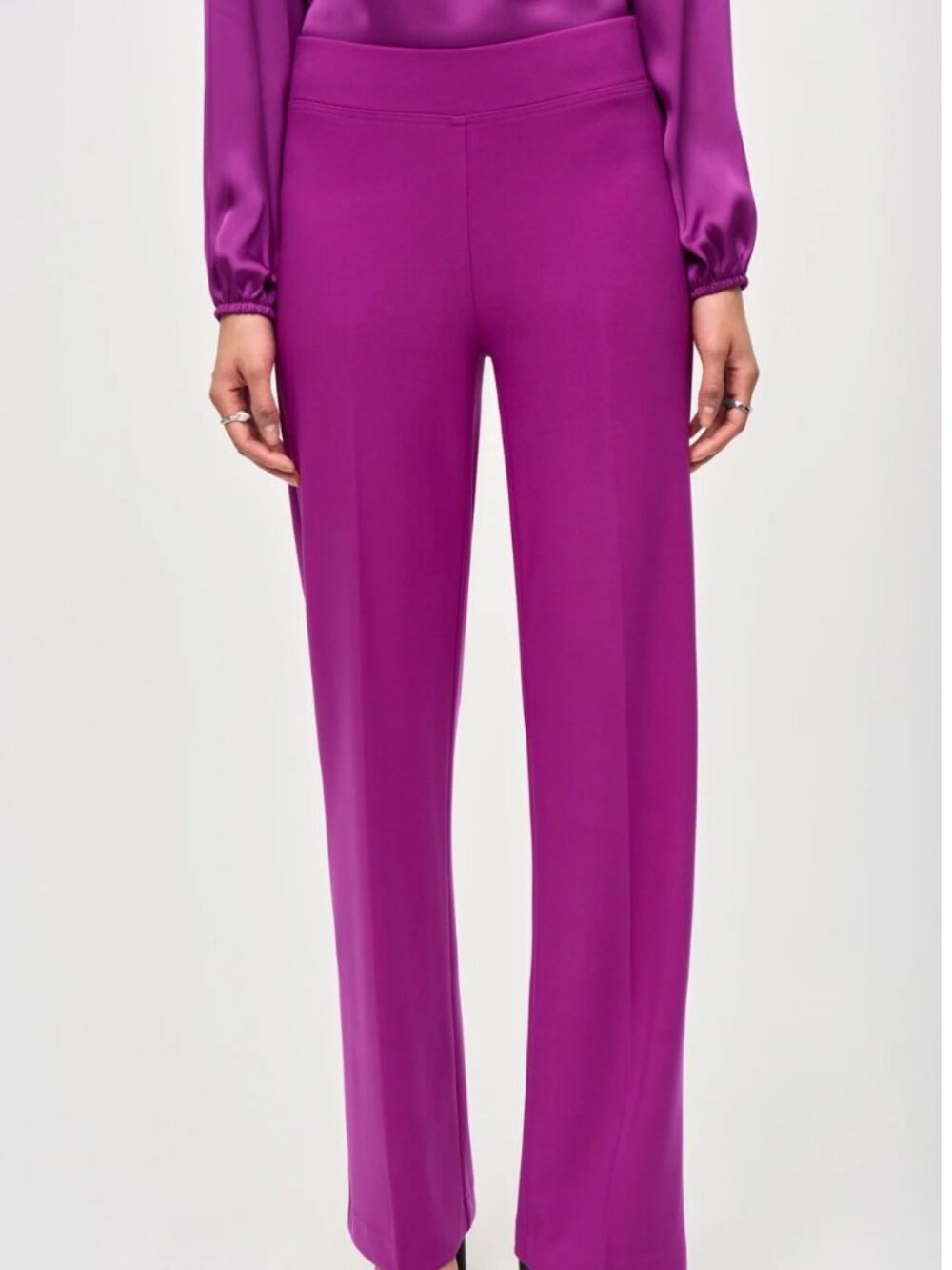 Joseph Ribkoff Pink Wide Leg Cropped Pants High Waist Stretch Size 16